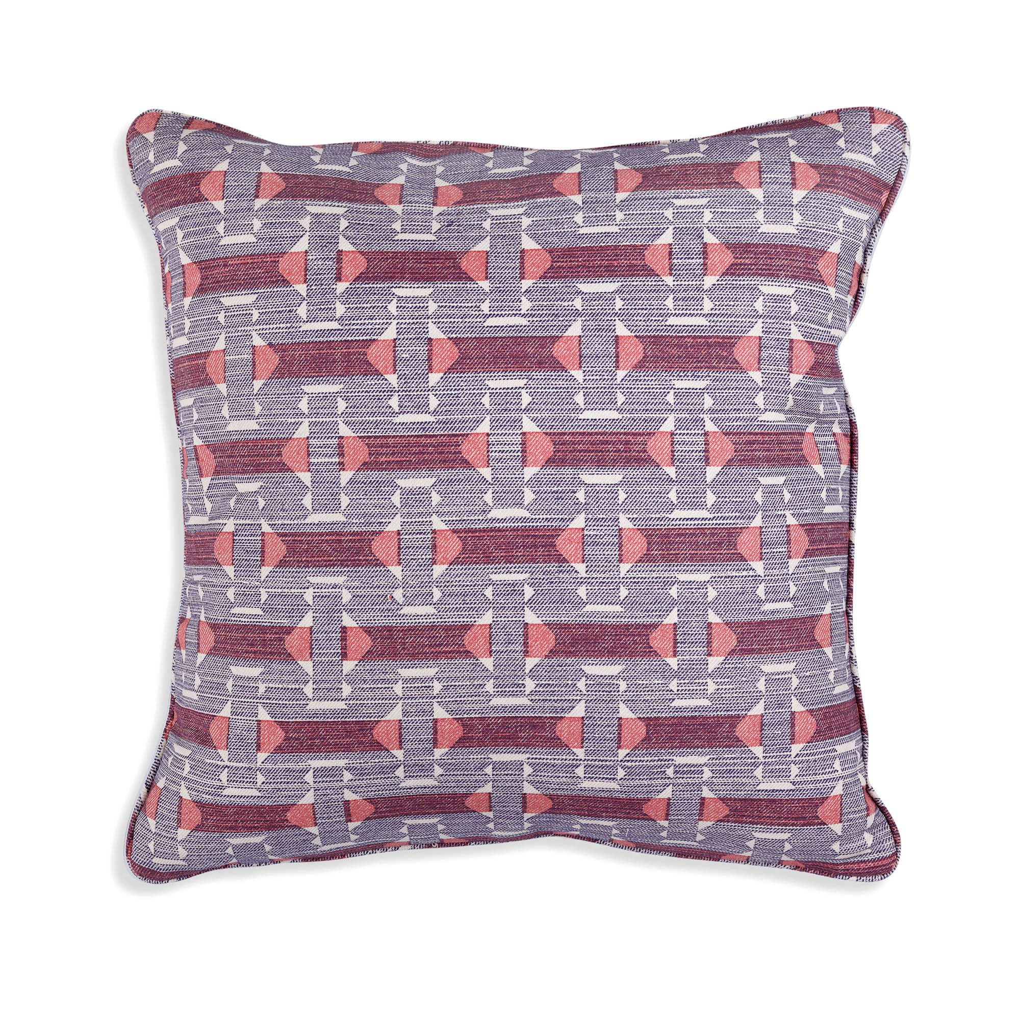Oblong Cushion in Blue and Red Sicily